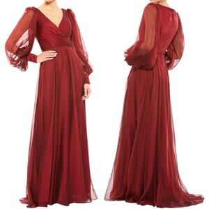 Mac Duggal Burgundy Maxi Dress
